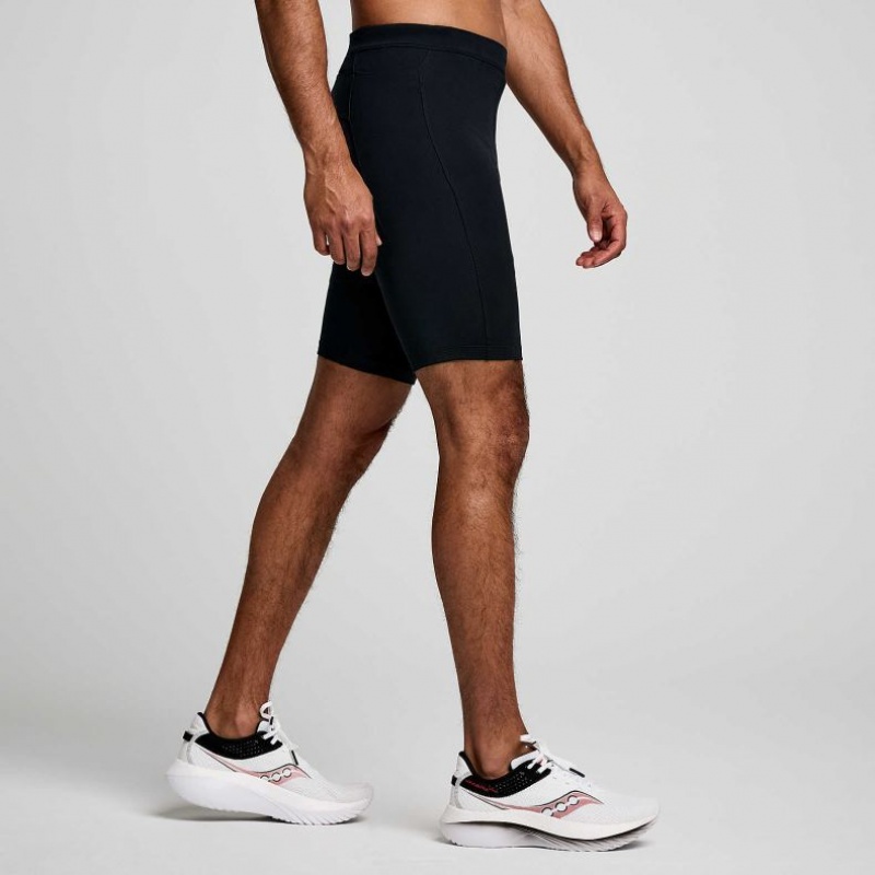 Black Saucony Fortify Lined Half Men's Tight | ISRAEL NSOVJC