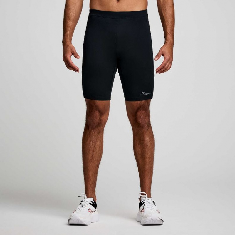 Black Saucony Fortify Lined Half Men\'s Tight | ISRAEL NSOVJC