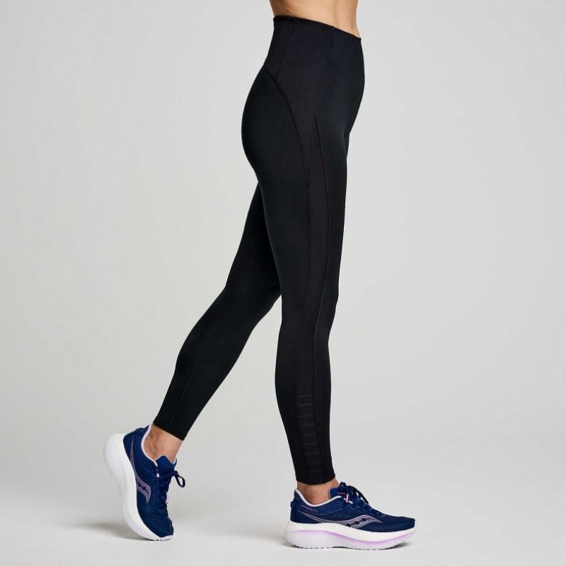 Black Saucony Fortify Viz Women's Tight | ISRAEL VKXQSM