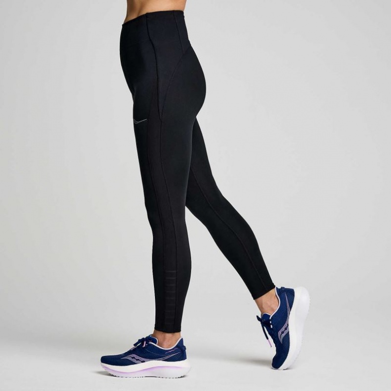 Black Saucony Fortify Viz Women's Tight | ISRAEL VKXQSM