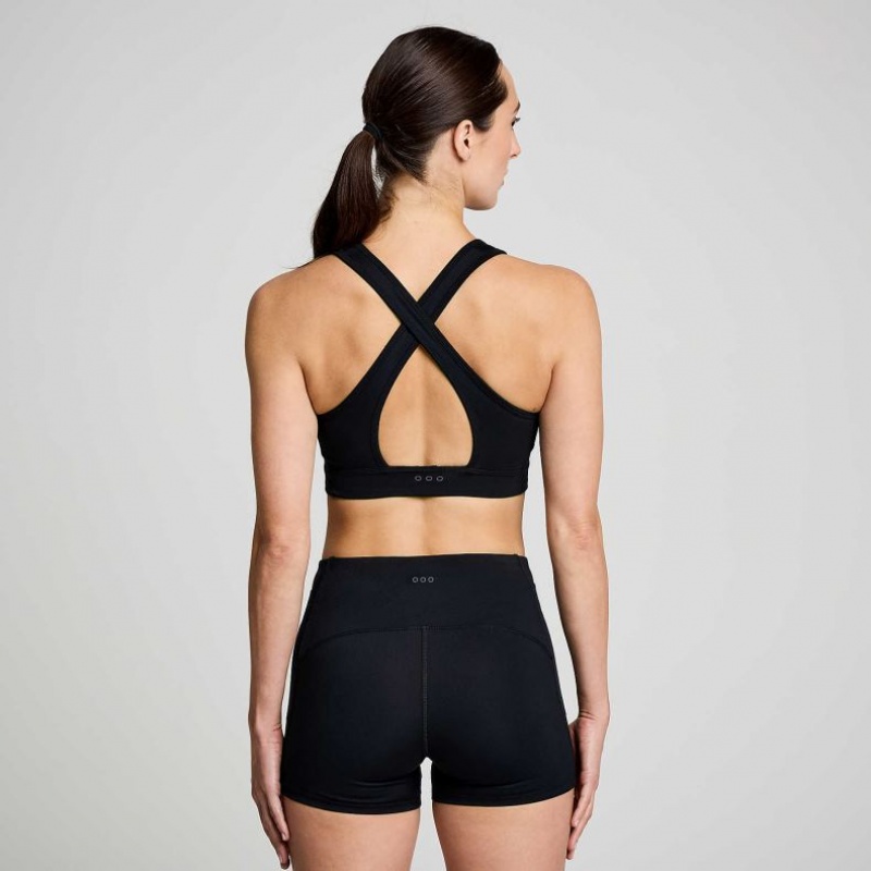 Black Saucony Fortify Women's Bra | ISRAEL WNJKVE