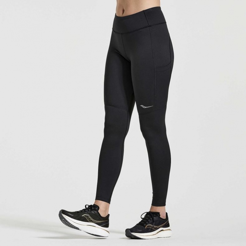 Black Saucony Fortify Women\'s Tight | ISRAEL KONGAB