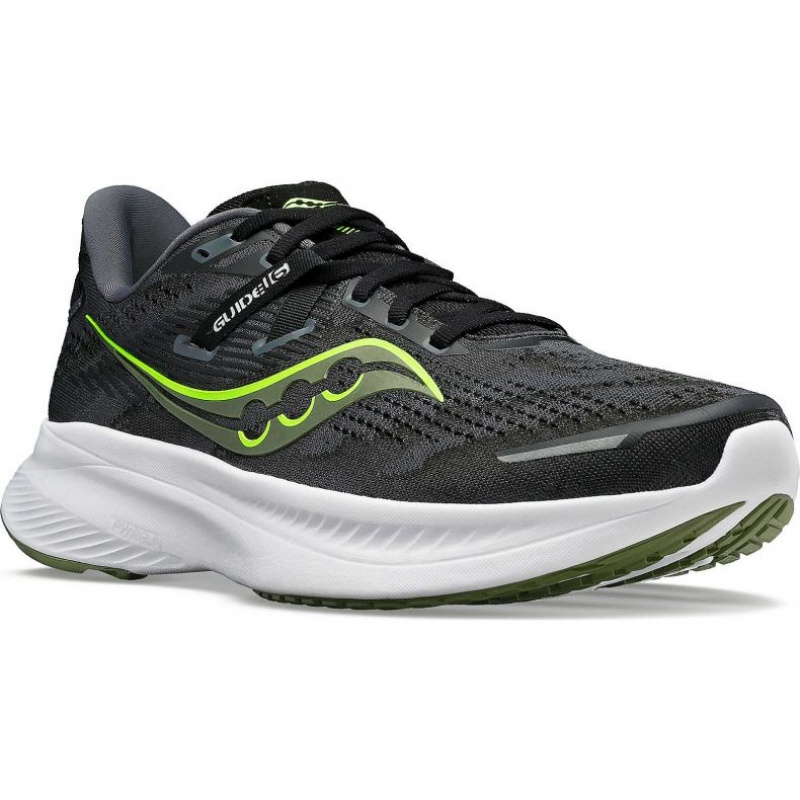 Black Saucony Guide 16 Men's Running Shoes | ISRAEL EFNTMW