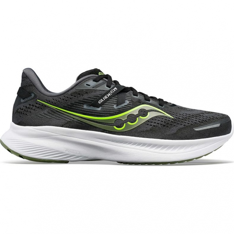 Black Saucony Guide 16 Men\'s Running Shoes | ISRAEL EFNTMW