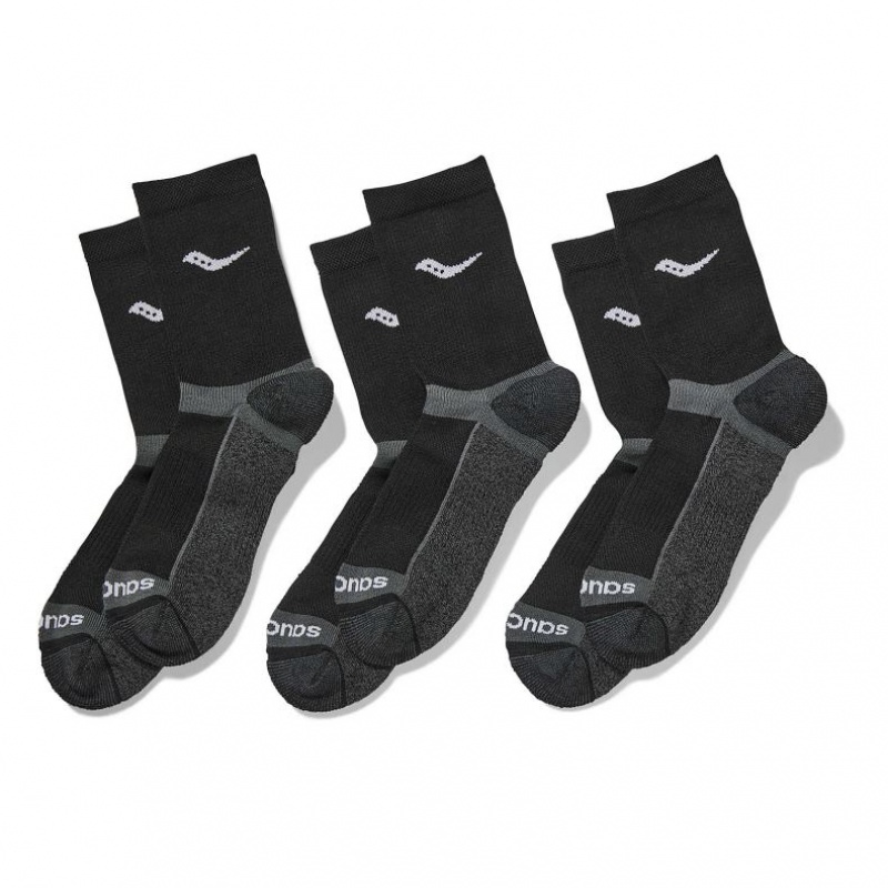 Black Saucony Inferno Cushion Mid 3-Pack Men\'s Socks | ISRAEL CUJWSK