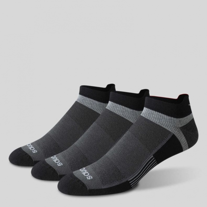 Black Saucony Inferno Liteweight 3-Pack Men's Socks | ISRAEL LROFMP