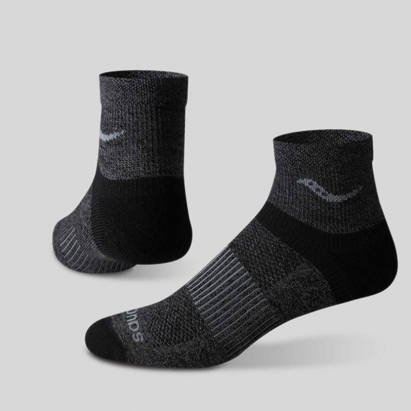 Black Saucony Inferno Merino Wool Blend Quarter 3-Pack Men\'s Socks | ISRAEL UENVQG