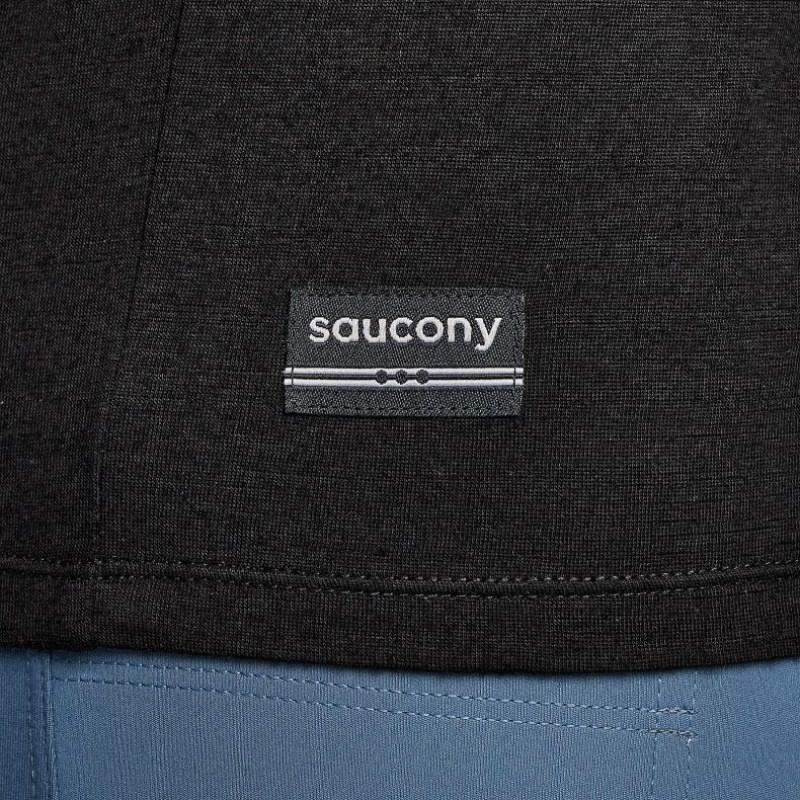 Black Saucony Peregrine Merino Long Sleeve Men's T-Shirt | ISRAEL KEYMHT