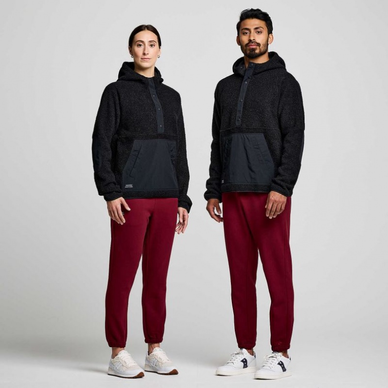 Black Saucony Recovery Sherpa Pullover Men's Hoodie | ISRAEL VCGDON