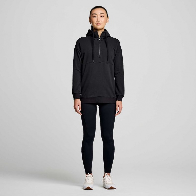 Black Saucony Recovery Zip Tunic Women's Hoodie | ISRAEL BDPAYE