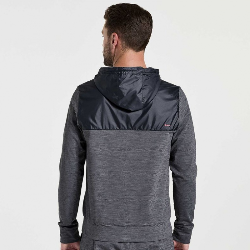 Black Saucony Solstice Zip Men's Hoodie | ISRAEL JAEUDV