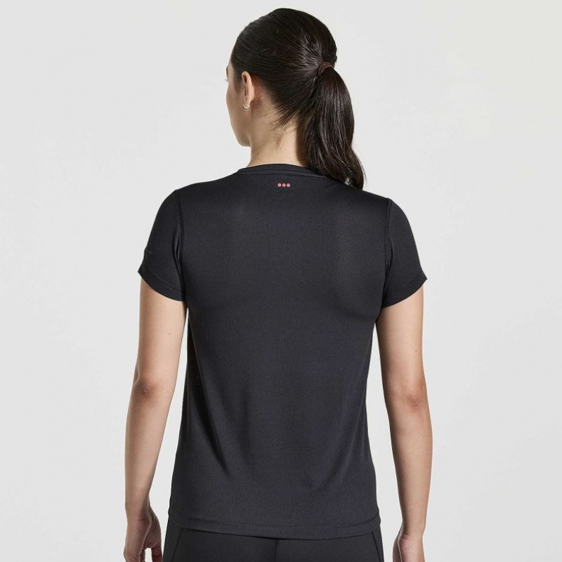 Black Saucony Stopwatch Graphic Short Sleeve Women's T-Shirt | ISRAEL FULZBE