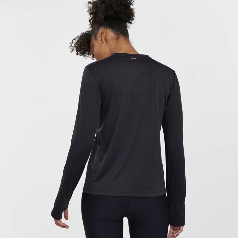 Black Saucony Stopwatch Long Sleeve Women's T-Shirt | ISRAEL QDVKYA