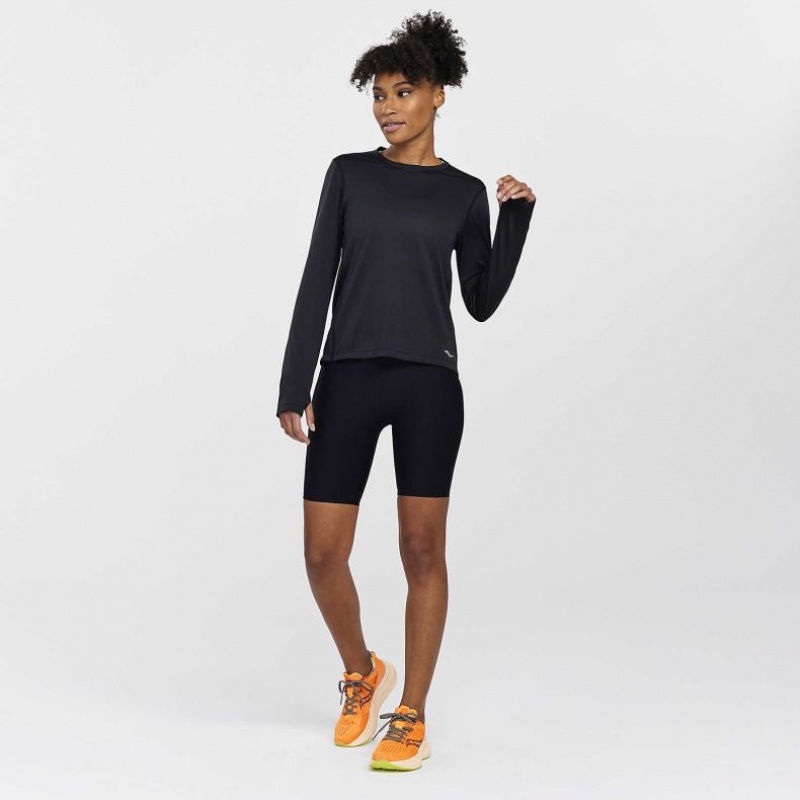 Black Saucony Stopwatch Long Sleeve Women's T-Shirt | ISRAEL QDVKYA