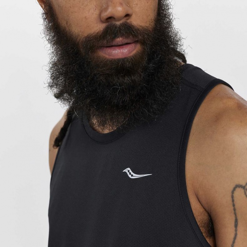 Black Saucony Stopwatch Men's Singlet | ISRAEL ZQJUSP