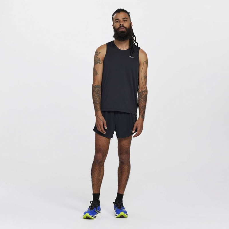 Black Saucony Stopwatch Men's Singlet | ISRAEL ZQJUSP