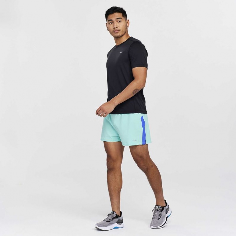 Black Saucony Stopwatch Short Sleeve Men's T-Shirt | ISRAEL DAQWJM