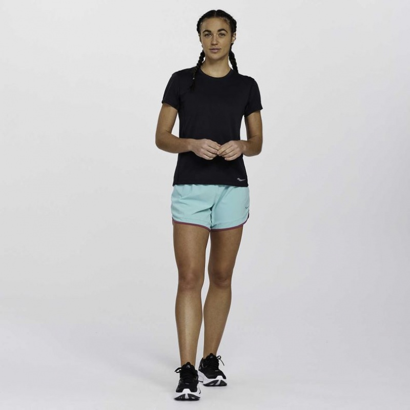 Black Saucony Stopwatch Short Sleeve Women's T-Shirt | ISRAEL MEKBYI