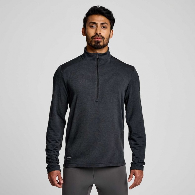 Black Saucony Triumph 3D 1/2 Zip Men\'s Sweatshirt | ISRAEL SDPWFN