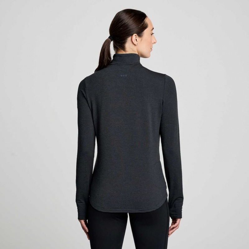 Black Saucony Triumph 3D 1/2 Zip Women's Sweatshirt | ISRAEL HYQPSO