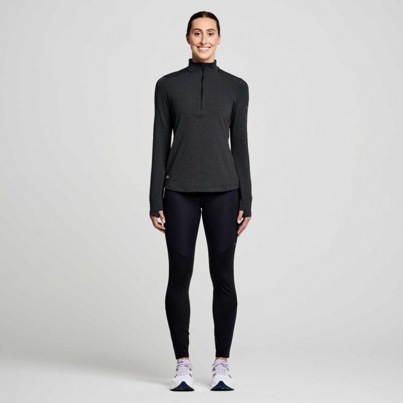 Black Saucony Triumph 3D 1/2 Zip Women's Sweatshirt | ISRAEL HYQPSO