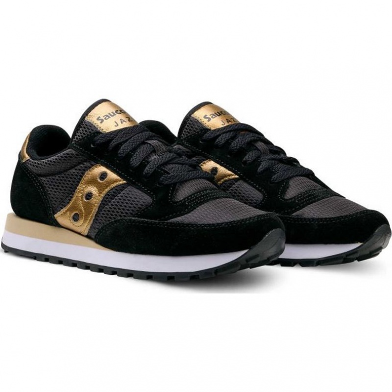 Black / Gold Saucony Jazz Original Women's Sneakers | ISRAEL OJETCK