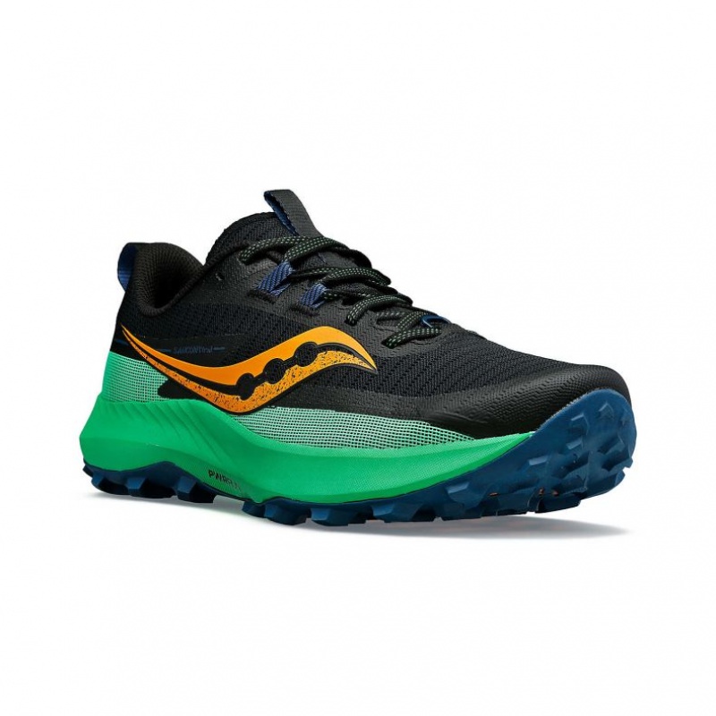 Black / Green Saucony Peregrine 13 Men's Trail Running Shoes | ISRAEL KXLDRH