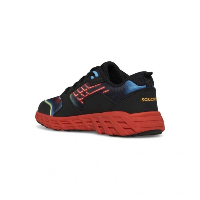 Black / Red Saucony Wind 2.0 Lace Big Kids' Sneakers | ISRAEL LXTBRI