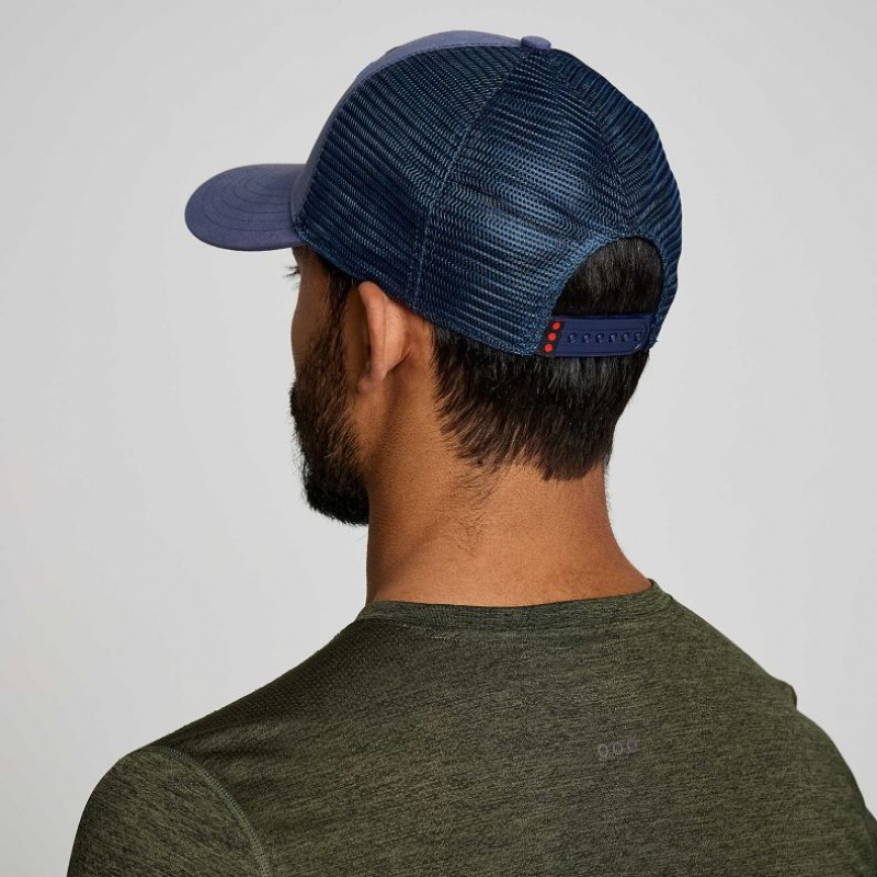 Blue Saucony Adjustable Snap Back Men's Trucker Hats | ISRAEL GVXRBF