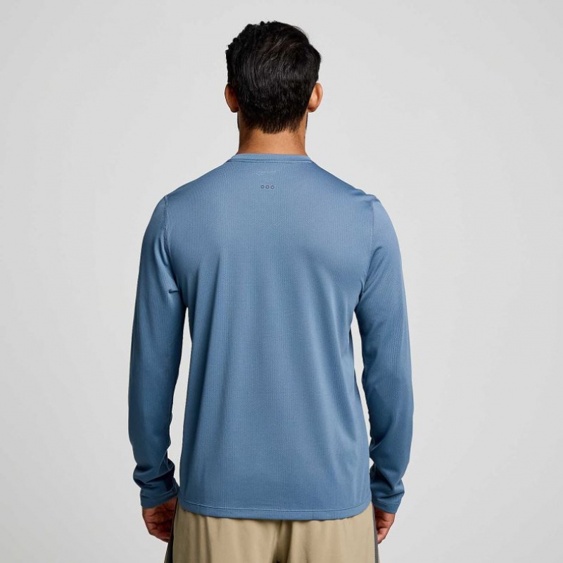 Blue Saucony Stopwatch Long Sleeve Men's T-Shirt | ISRAEL VLHDRG