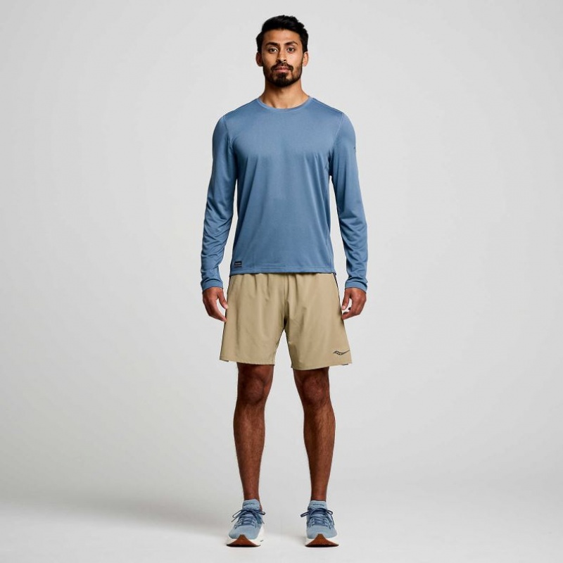 Blue Saucony Stopwatch Long Sleeve Men's T-Shirt | ISRAEL VLHDRG