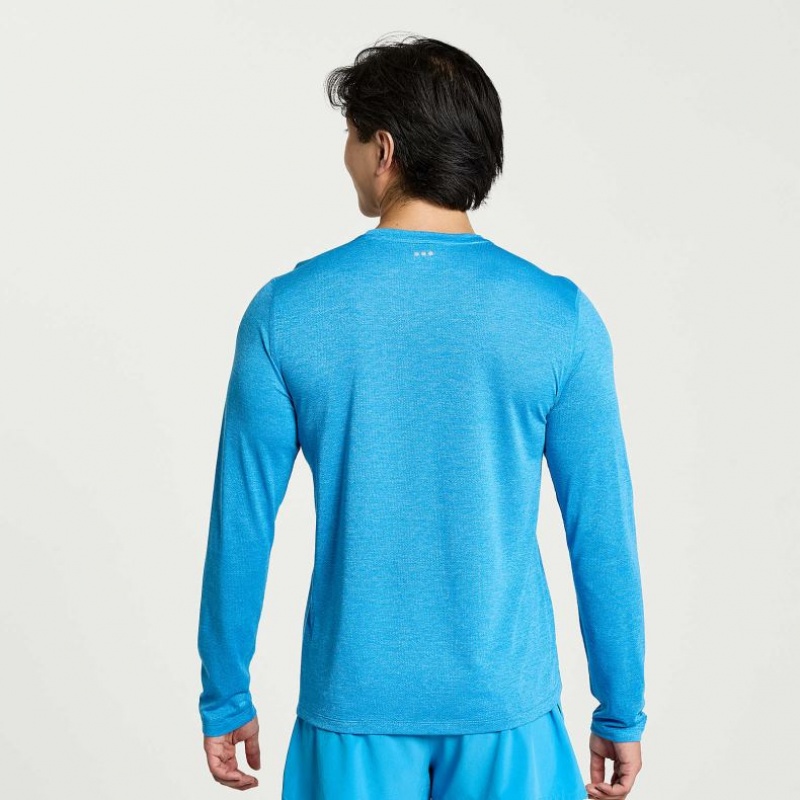 Blue Saucony Stopwatch Long Sleeve Men's T-Shirt | ISRAEL DJXRGP