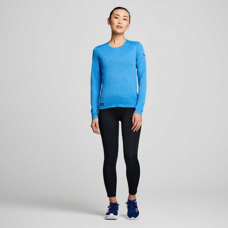 Blue Saucony Stopwatch Long Sleeve Women's T-Shirt | ISRAEL HSVPFE