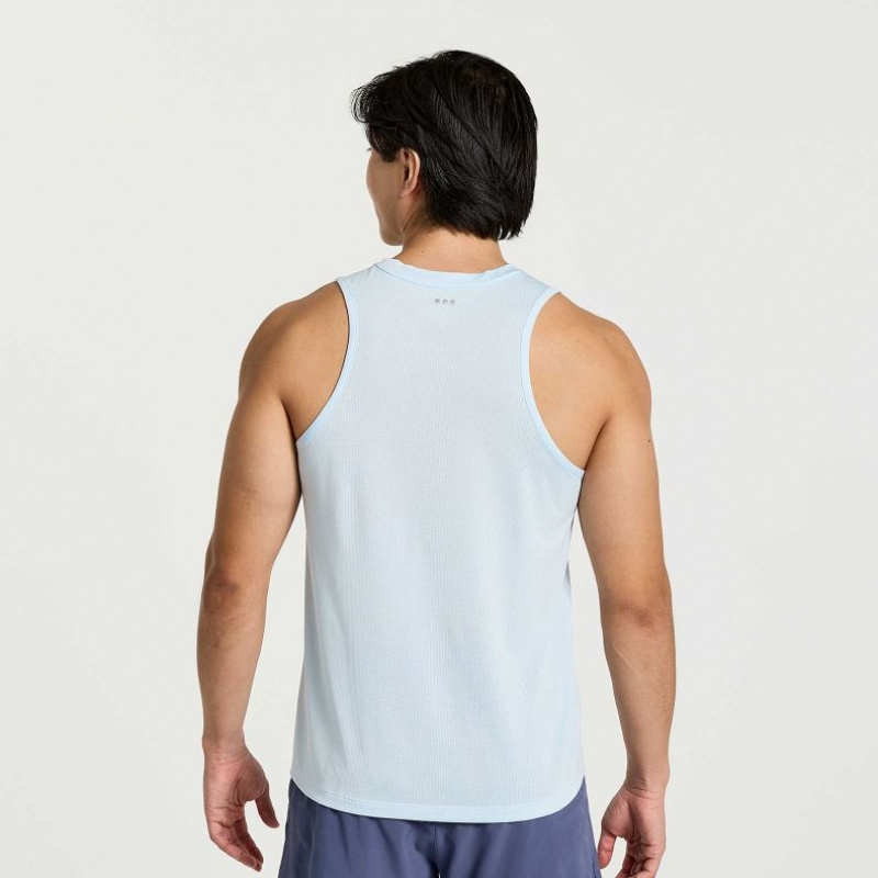 Blue Saucony Stopwatch Men's Singlet | ISRAEL DLKABX