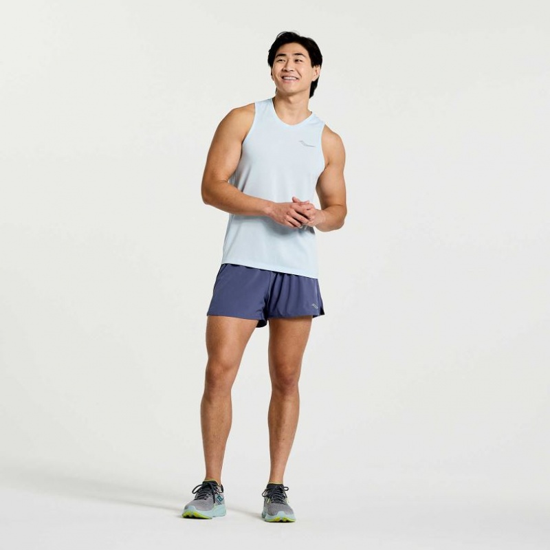 Blue Saucony Stopwatch Men's Singlet | ISRAEL DLKABX