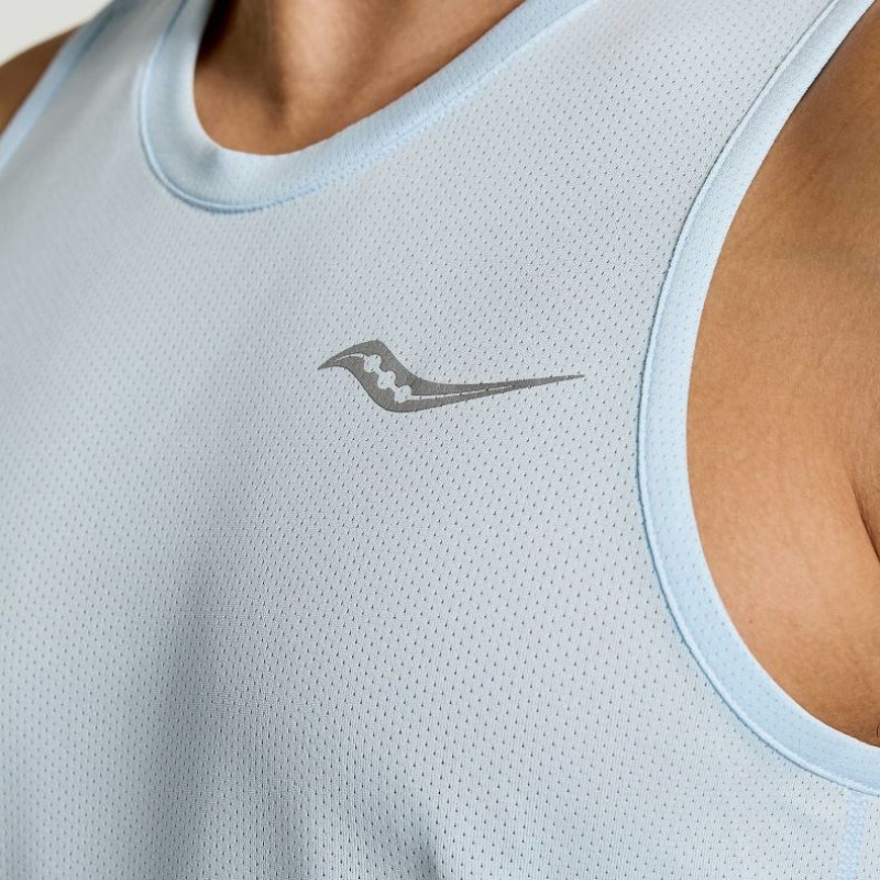 Blue Saucony Stopwatch Men's Singlet | ISRAEL DLKABX