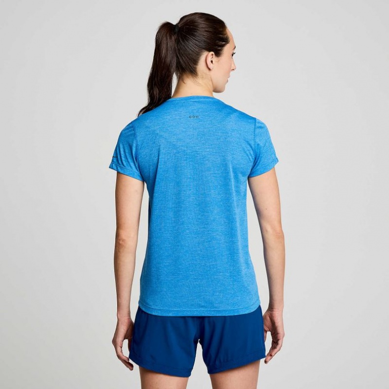 Blue Saucony Stopwatch Short Sleeve Women's T-Shirt | ISRAEL KXBDQV