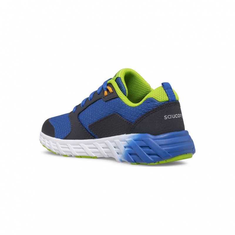 Blue / Green Saucony Wind 2.0 Lace Big Kids' Sneakers | ISRAEL UVDQFO