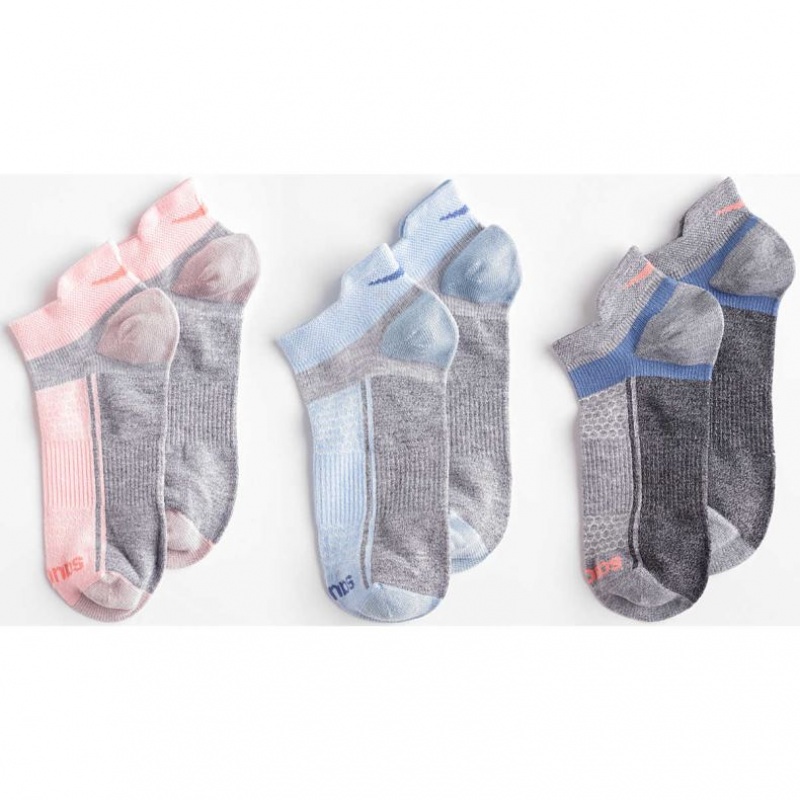 Blue / Pink / Grey Saucony Inferno Liteweight 3-Pack Women's Socks | ISRAEL RVHMZB