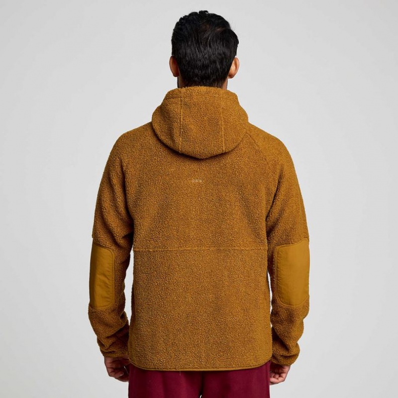 Brown Saucony Recovery Sherpa Pullover Men's Hoodie | ISRAEL YFOKSN