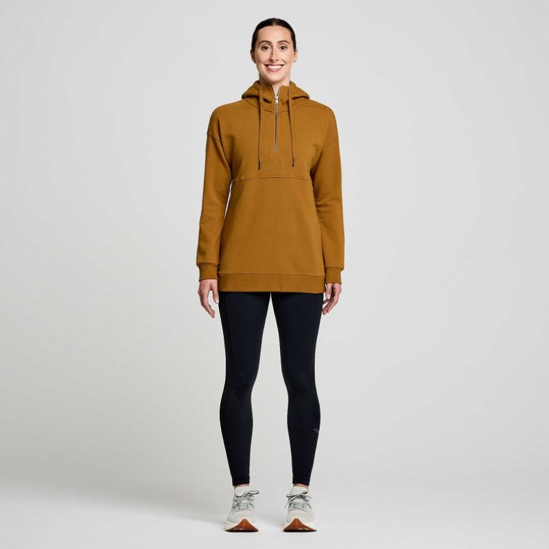 Brown Saucony Recovery Zip Tunic Women's Hoodie | ISRAEL XMSLFI