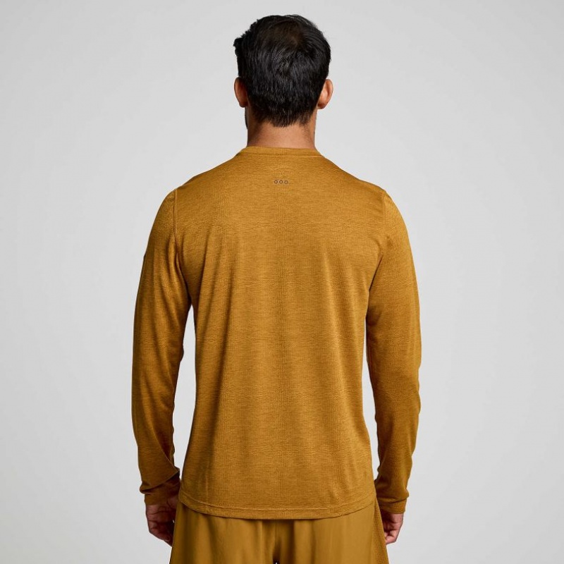 Brown Saucony Stopwatch Long Sleeve Men's T-Shirt | ISRAEL AFLWRV