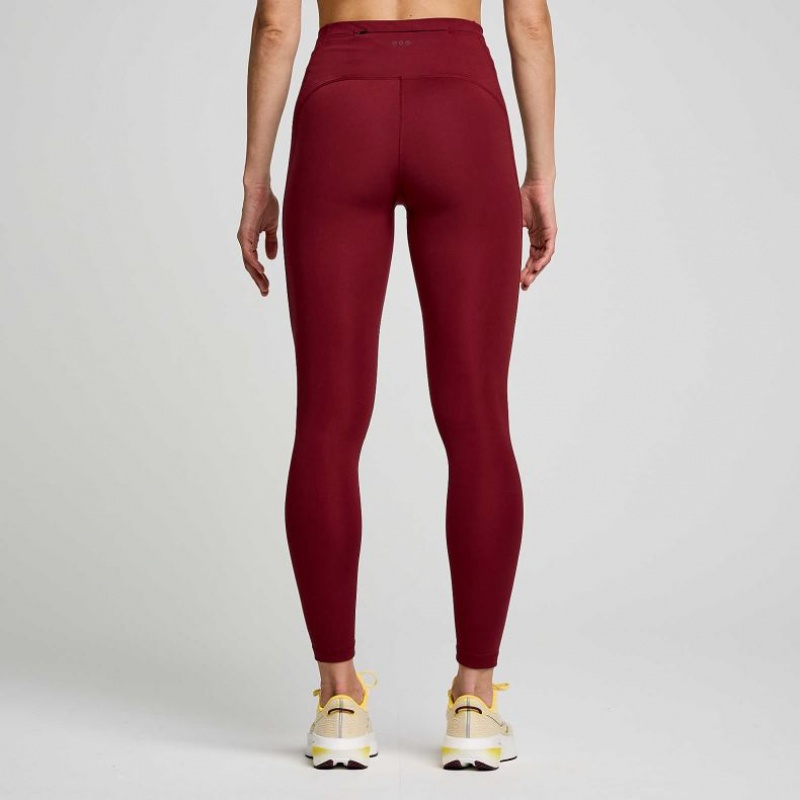 Burgundy Saucony Fortify 7/8 Women's Tight | ISRAEL AZWJVQ