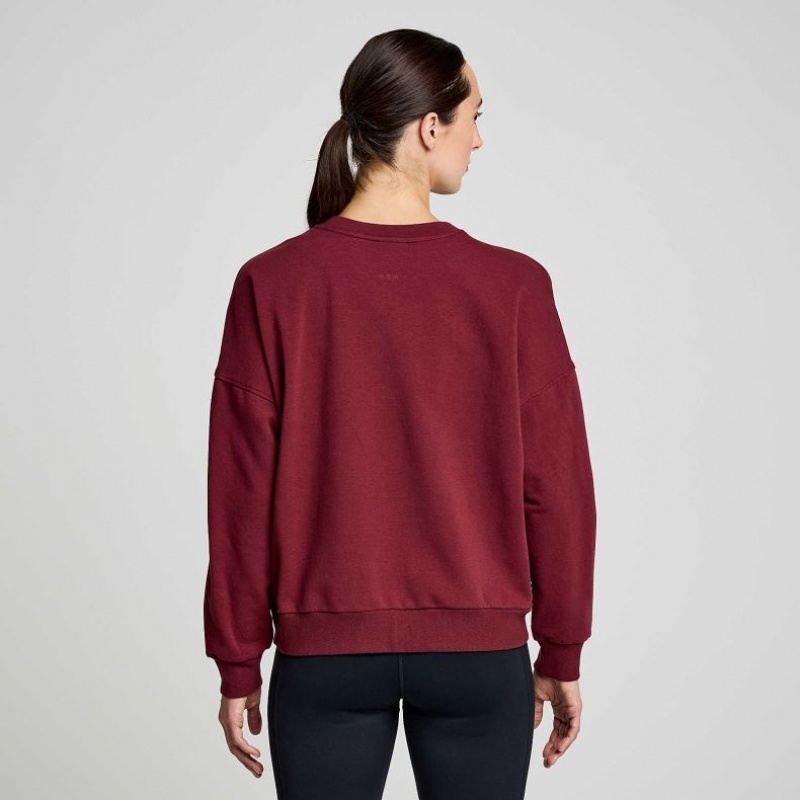 Burgundy Saucony Recovery Crew Women's Sweatshirt | ISRAEL AJNFXG