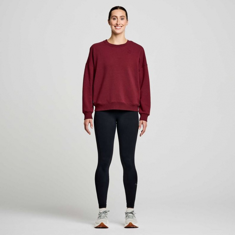 Burgundy Saucony Recovery Crew Women's Sweatshirt | ISRAEL AJNFXG