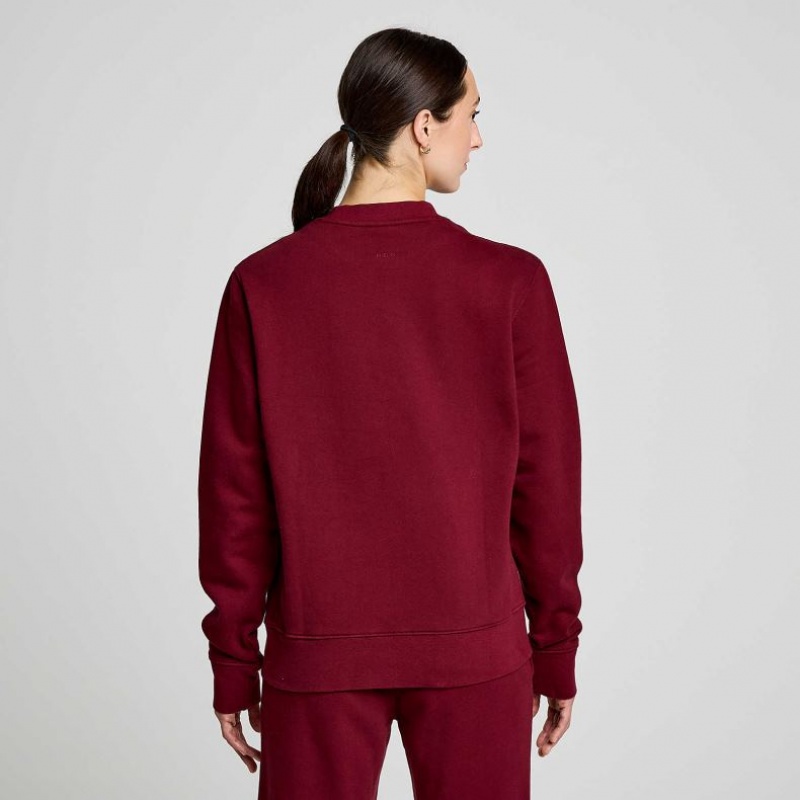 Burgundy Saucony Recovery Crew Women's Sweatshirt | ISRAEL SNDICJ