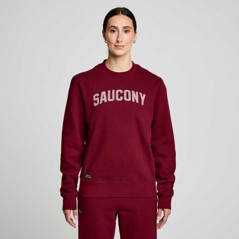 Burgundy Saucony Recovery Crew Women\'s Sweatshirt | ISRAEL SNDICJ