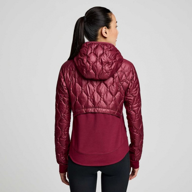 Burgundy Saucony Solstice Oysterpuff Women's Jacket | ISRAEL WMCGUO