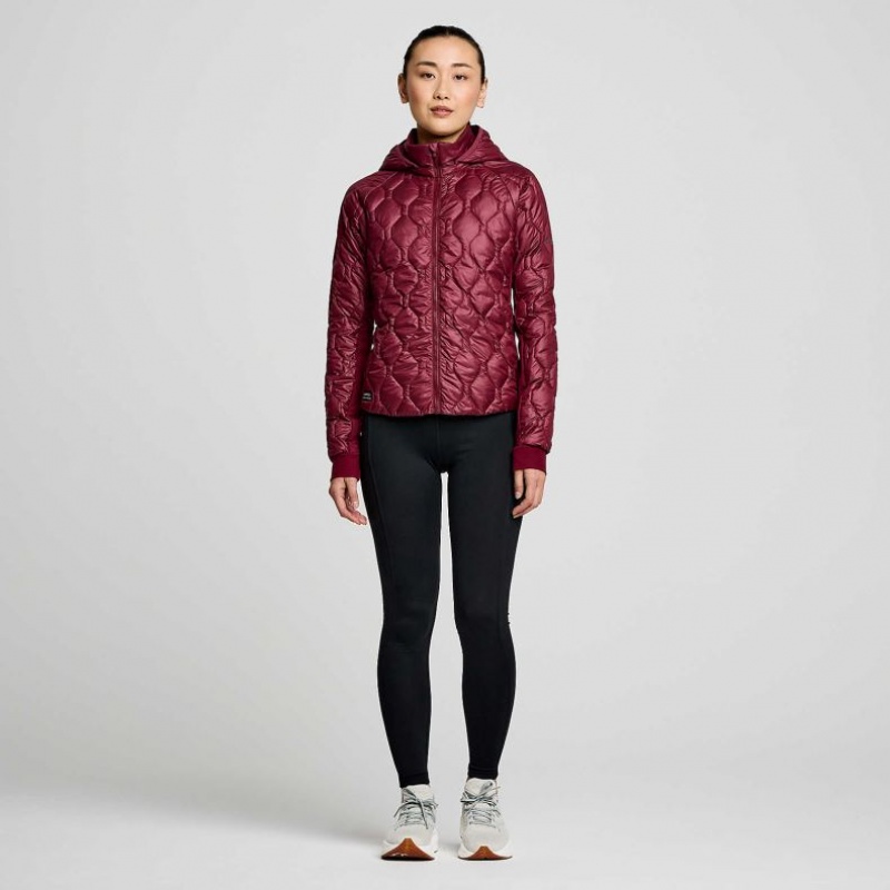 Burgundy Saucony Solstice Oysterpuff Women's Jacket | ISRAEL WMCGUO