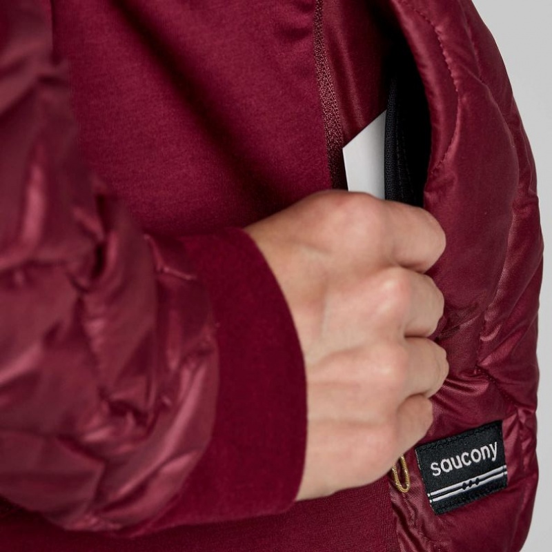 Burgundy Saucony Solstice Oysterpuff Women's Jacket | ISRAEL WMCGUO